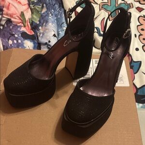 Circus by Sam Edelman Black Platform Ankle-Strap Heels